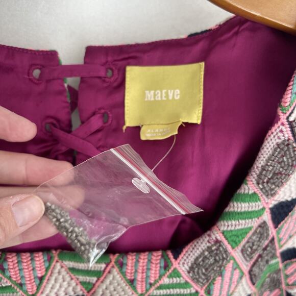 Anthropologie Maeve Maxi Dress SIZE XL Pink Beaded Crochet Comfort Pockets Majul - Picture 4 of 14